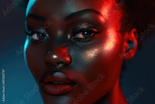 Close-up of a woman s face with dramatic black makeup. Perfect for beauty and fashion projects
