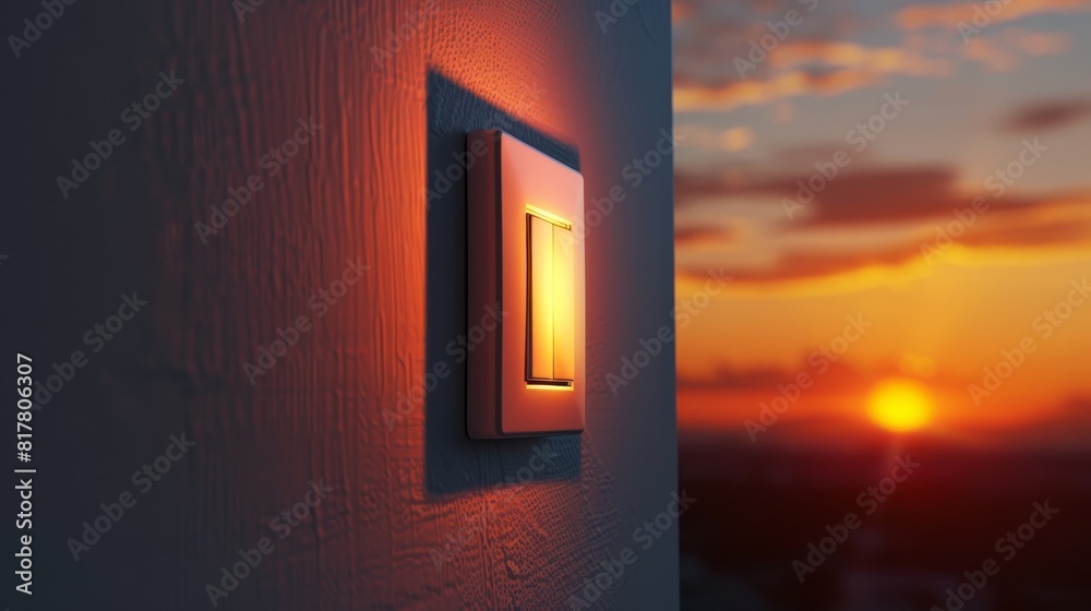 A light switch that, when flipped, changes the scene from day to night or vice versa, symbolizing control over ones environment and the passage of time