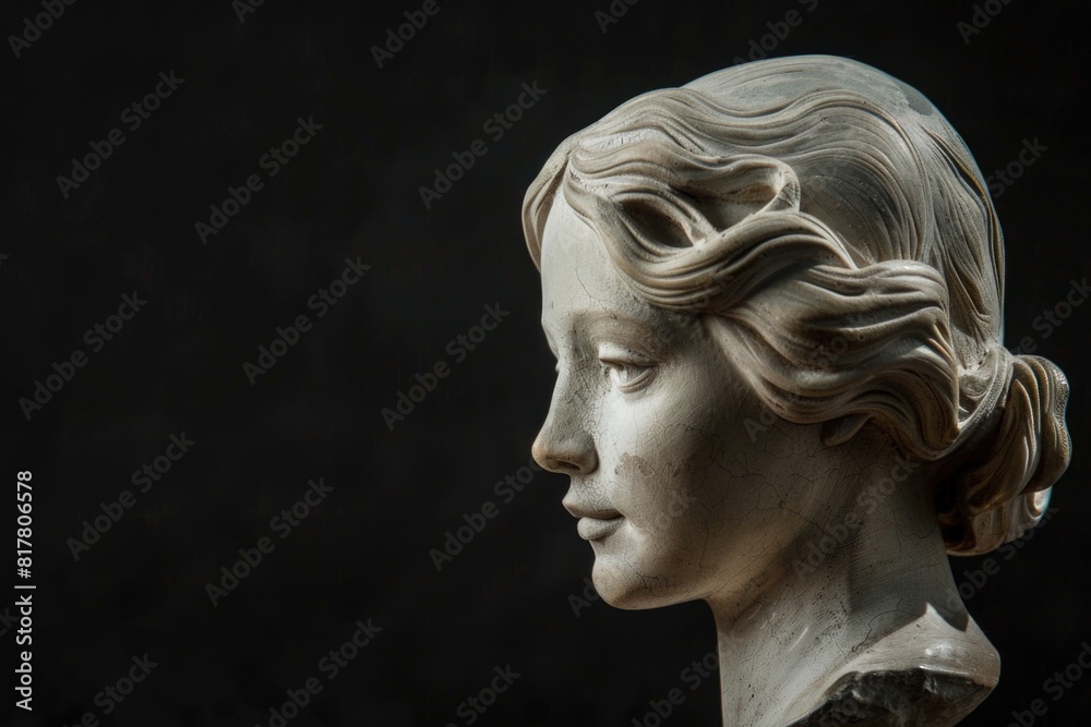 Detailed view of a woman statue, suitable for art projects
