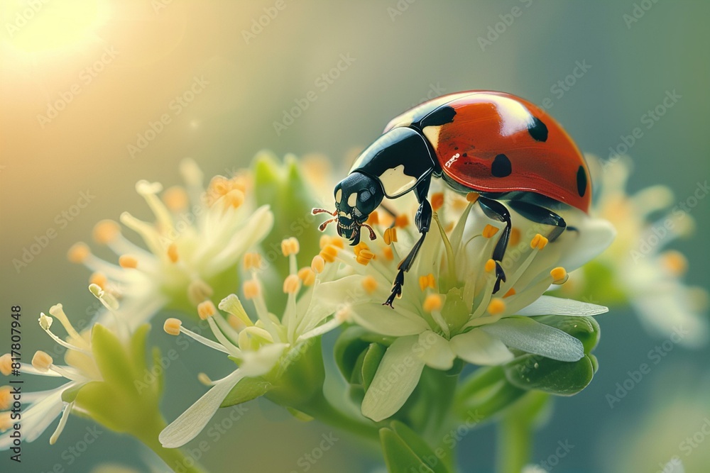 Ladybug sitting flower Ladybug sitting flower