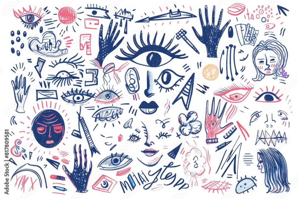Collection of drawings on white background. Ideal for presentations or educational materials Collection of drawings on white background. Ideal for presentations or educational materials