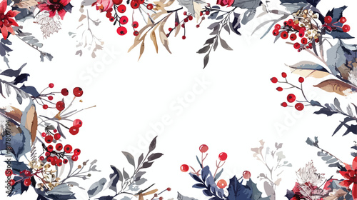 Christmas greeting inside holiday wreath or circular