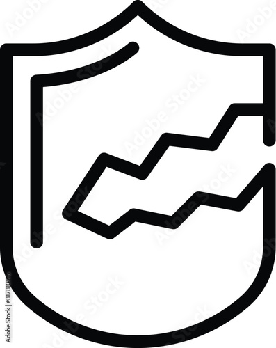 Crashed startup protection icon outline vector. Safeguarding failure. Disabled project security