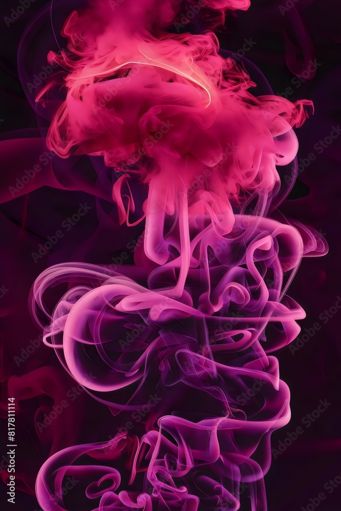 Fototapeta premium Pink and purple smoke on dark background abstract wallpaper theme