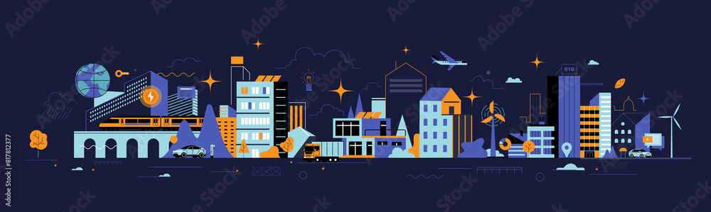 Naklejka premium City landscape with buildings.