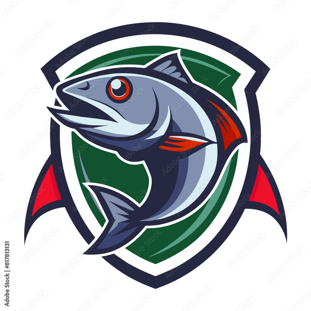 Fototapeta premium A vibrant emblem featuring a lively and dynamic fish for fishing product