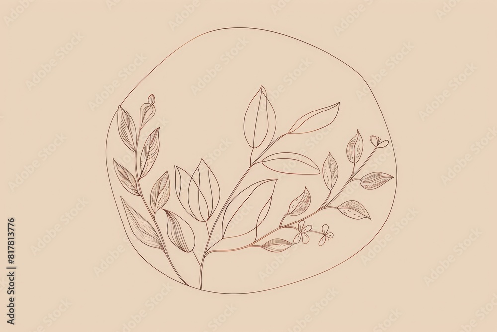 A botanical illustration of a plant enclosed in a circular frame. Suitable for educational materials or nature-themed designs A botanical illustration of a plant enclosed in a circular frame. Suitable for educational materials or nature-themed designs