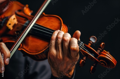 violinist's hand playing the violin