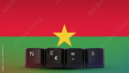 Burkina Faso technology news concept, news and media idea, News text created with keyboard with 