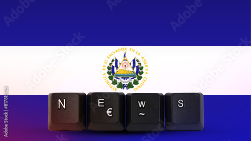El Salvador technology news concept, news and media idea, News text created with keyboard with 