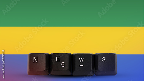 Gabon technology news concept, streamer headline, news and media idea, News text created with 