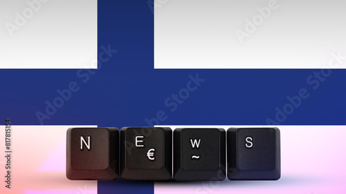 Finland technology news concept, streamer headline, News text created with keyboard with Finland 