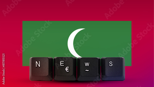 Maldives technology news concept, streamer headline, News text created with keyboard with Maldives 