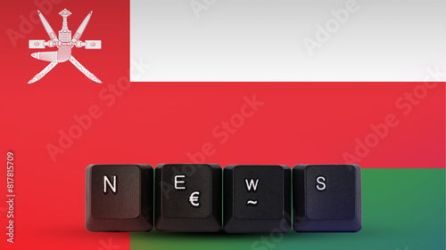 Oman technology news concept, streamer headline, media terminology, news and media idea, News text 