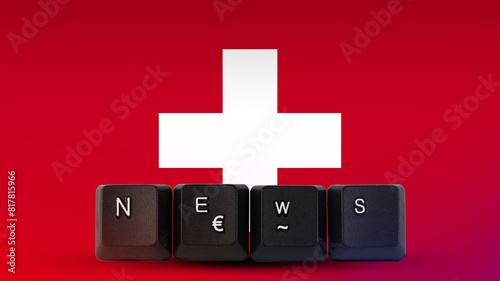 Switzerland technology news concept, streamer headline, media terminology, News text created with 