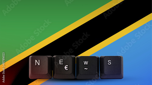 Tanzania technology news concept, news and media idea, streamer headline, News text created with 
