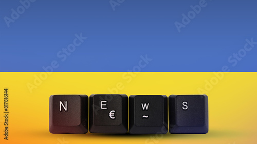 Ukraine technology news concept, news and media idea, media terminology, News text created with 