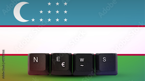 Uzbekistan technology news concept, news and media idea, streamer headline, media terminology