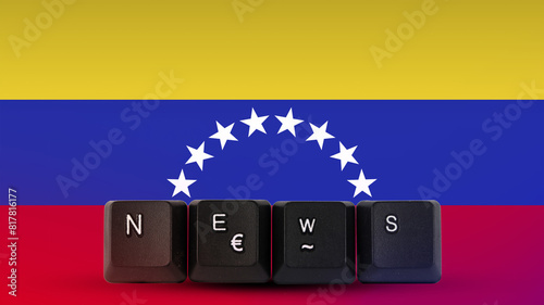 Venezuela technology news concept, streamer headline, media terminology, News text created with 