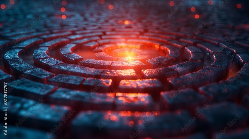 a maze symbolizing the path to improved mental health, with a beacon at its core a concept for psychological healing banner