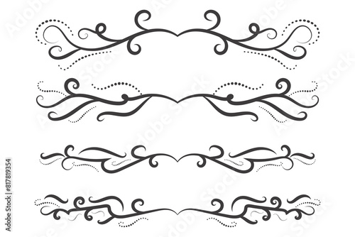 Calligraphy filigree lines Text dividers, vintage Flourishes decorative Scrolls wedding Ornate, fancy elegant page Separators design elements, Header Swirls menu cards Ornamental Border