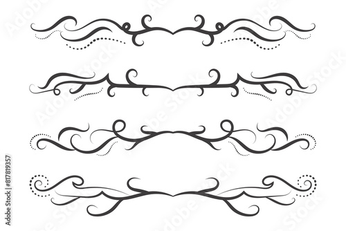 Calligraphy filigree lines Text dividers, vintage Flourishes decorative Scrolls wedding Ornate, fancy elegant page Separators design elements, Header Swirls menu cards Ornamental Border