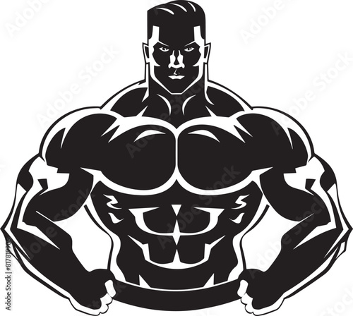 Silhouette of muscular man, workout man, body builder  © kimlyicon