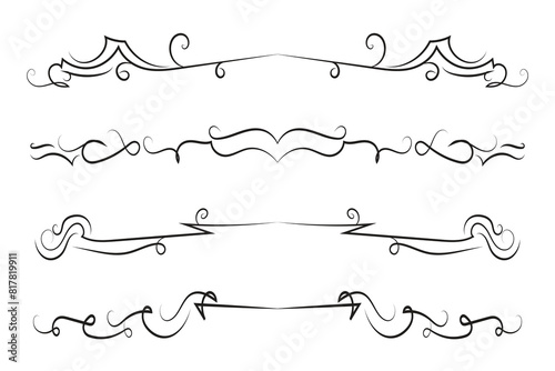 Calligraphy filigree lines Text dividers, vintage Flourishes decorative Scrolls wedding Ornate, fancy elegant page Separators design elements, Header Swirls menu cards Ornamental Border