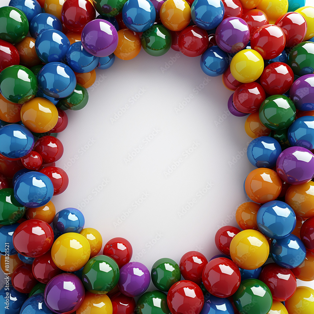 frame of bright multi-colored balloons, on a white background, around the perimeter, the middle is empty, soft light, happy birthday, postcard frame of bright multi-colored balloons, on a white background, around the perimeter, the middle is empty, soft light, happy birthday, postcard
