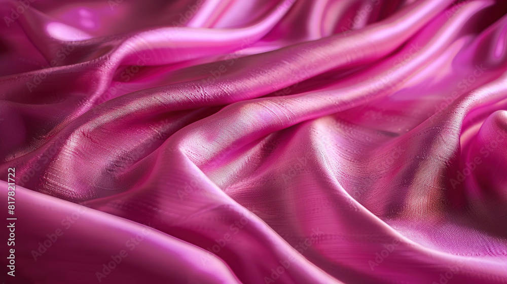 A detailed image of pink fabric with numerous folds on the upper and lower edges A detailed image of pink fabric with numerous folds on the upper and lower edges