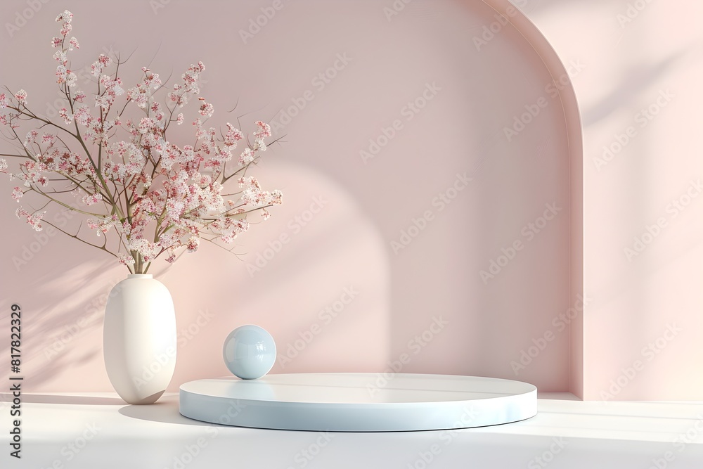 Pastel Minimal 3D Product Display Stand Platform with Abstract Light and Shadow Scene Pastel Minimal 3D Product Display Stand Platform with Abstract Light and Shadow Scene