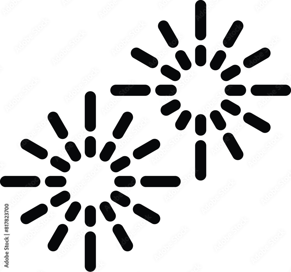 Two stylized sunburst icons in a black and white monochrome design for versatile use in graphic projects Two stylized sunburst icons in a black and white monochrome design for versatile use in graphic projects