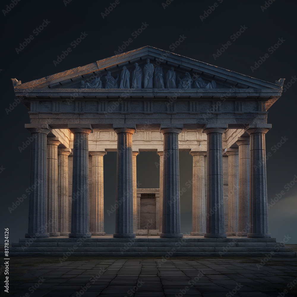 Fototapeta premium Greek temple in dark background