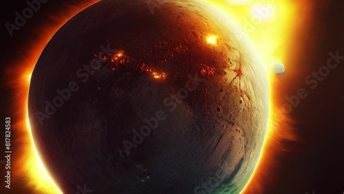 The sun-like fire sphere emits a tremendous amount of energy and flames, star planet like the sun photo