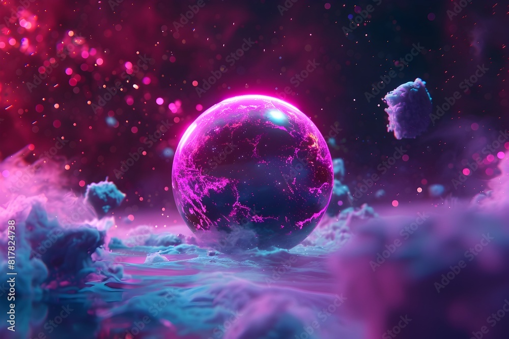 Glowing Sphere Floating in a Vibrant Neoncore Void Glowing Sphere Floating in a Vibrant Neoncore Void