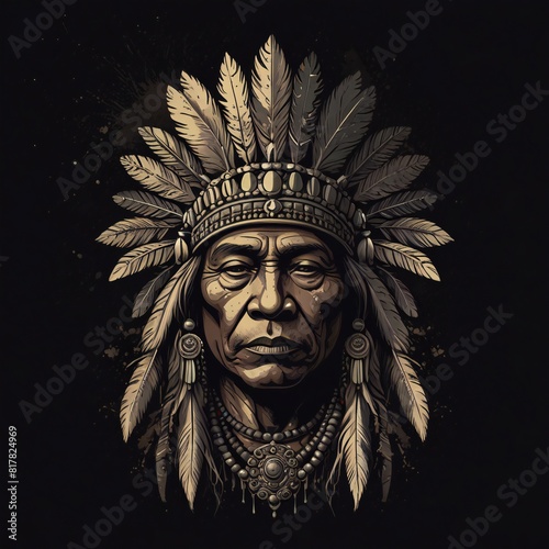 illustration of Indian tribal chief. design for t-shirts, posters, stickers, web.