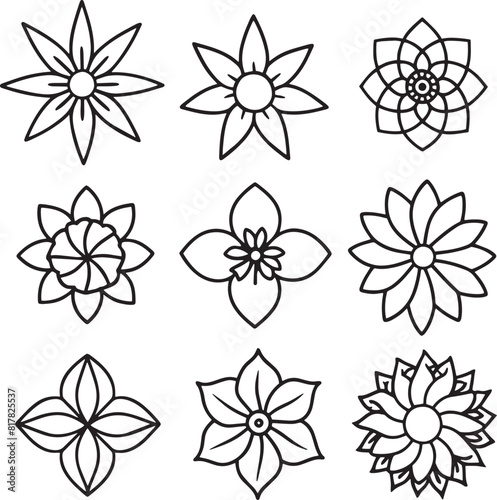 set of flowers outline  illustration on white background © Rony