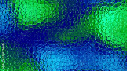 blau-grüner Hintergrund mit glasklaren runden Elementen photo