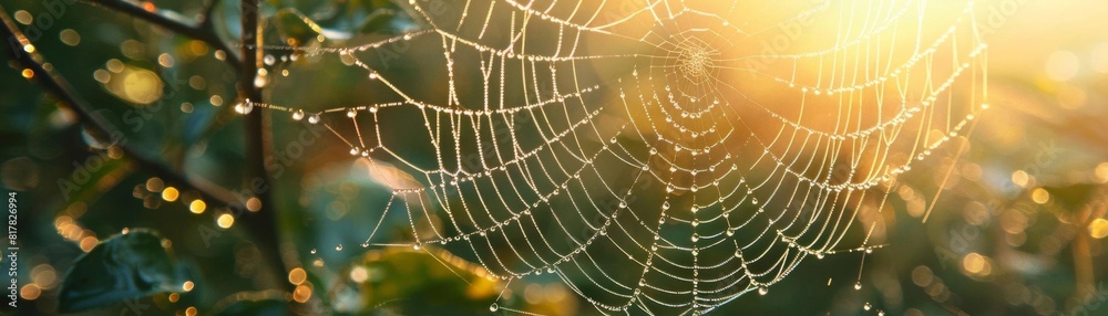 A delicate spider web adorned with morning dew, reflecting the intricate beauty and fragility of faith A delicate spider web adorned with morning dew, reflecting the intricate beauty and fragility of faith