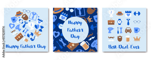 Happy Father's Day greeting cards set. Best dad ever.