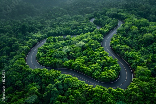 Serpentine Road Winding Through Lush Green Forest