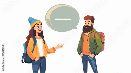 Cartoon trendy male talking with hipster girl vector © Asad
