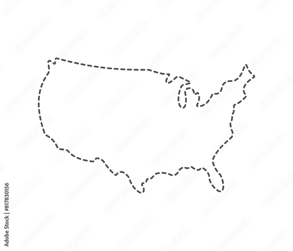 USA map icon. Dotted line isolated on white background. Vector illustration. USA map icon. Dotted line isolated on white background. Vector illustration.
