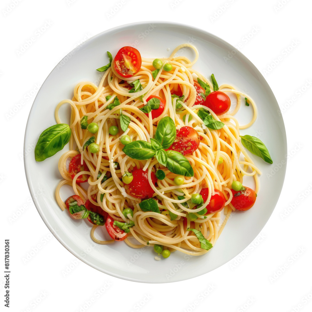 Plate of Spaghetti with Tomatoes Isolated on a Transparent Background Plate of Spaghetti with Tomatoes Isolated on a Transparent Background