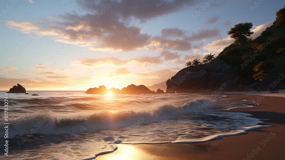 Naklejka premium Capture the beauty of a beach sunset
