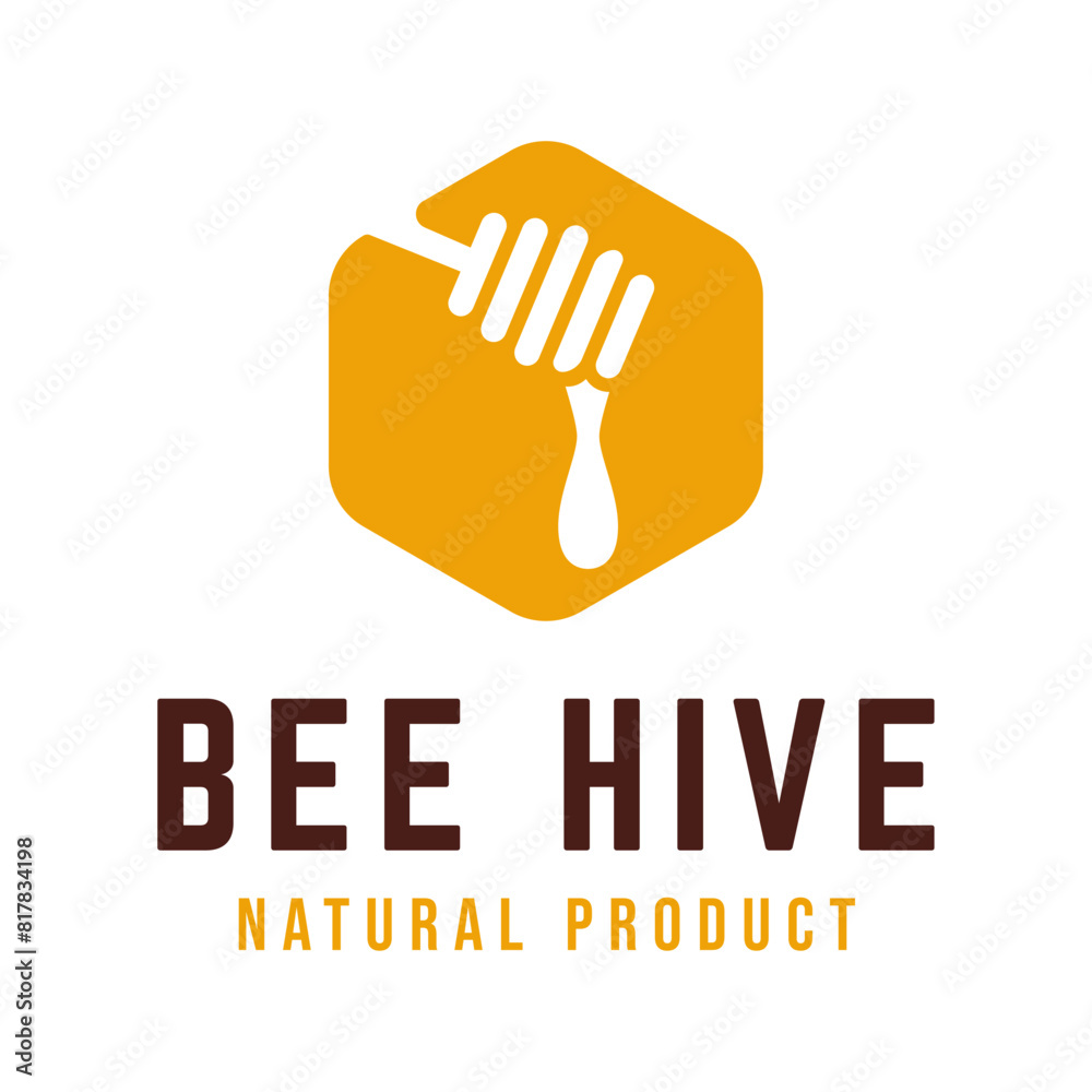 Bee hive and honey logo flat vector design Bee hive and honey logo flat vector design