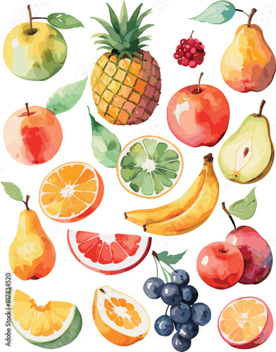 Vector of watercolor fruits