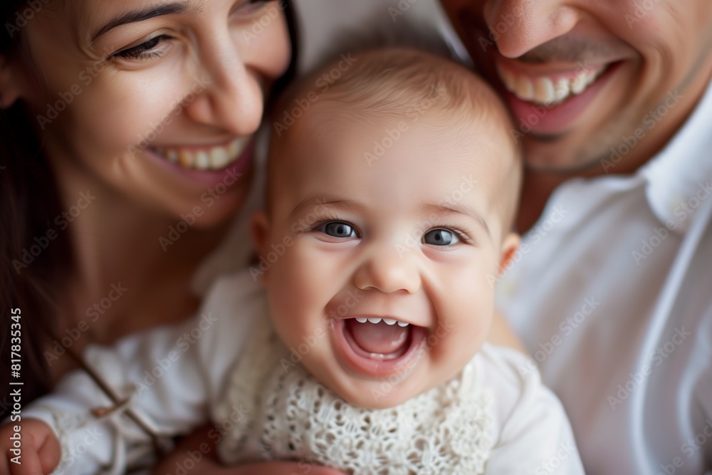 parent and baby smiling, babys teeth contrasted parent and baby smiling, babys teeth contrasted