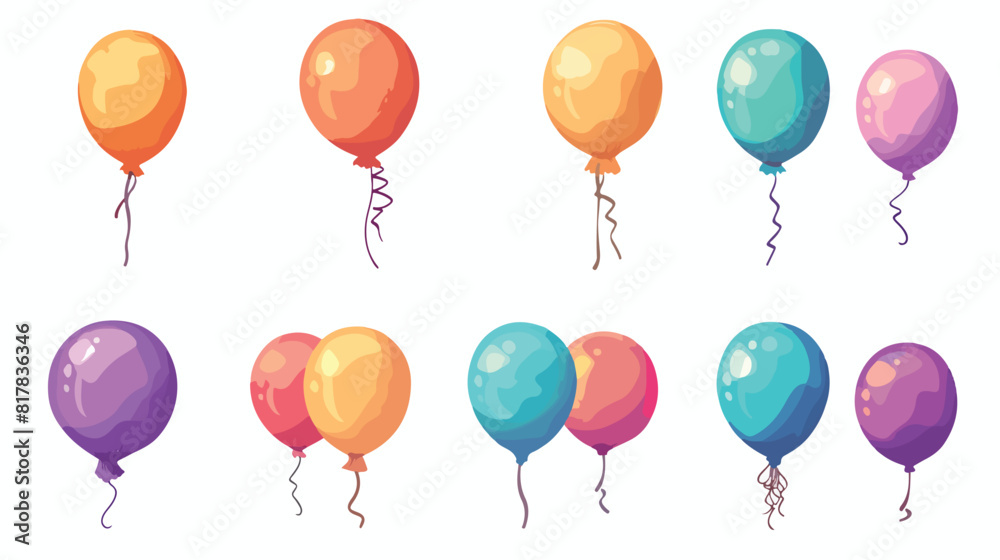 Deflated or empty balloons isolated on white background