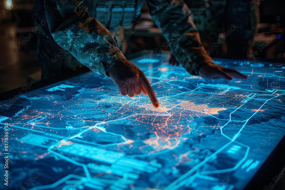 Touching points on an illuminated tactical map